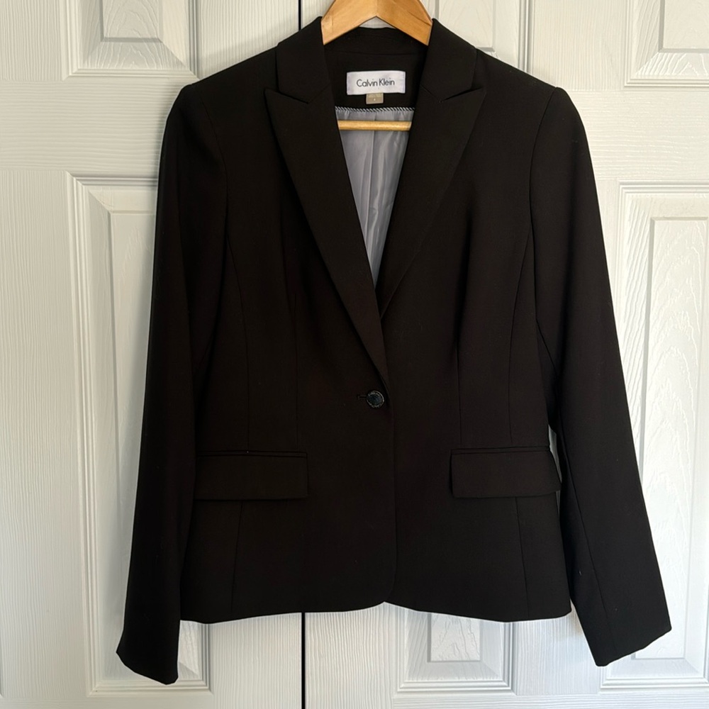 Calvin Klein one button black blazer size 4